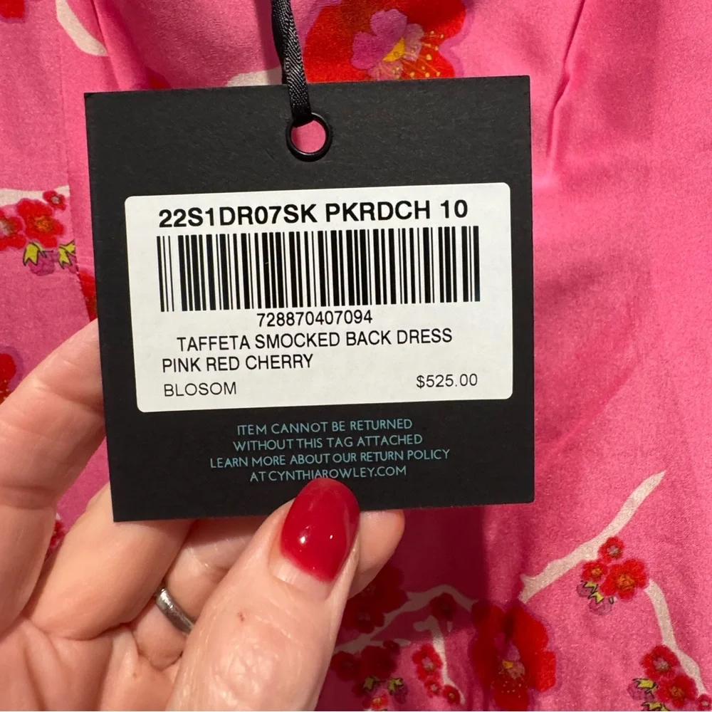NWT Cynthia Rowley Cherry Blossom Print Smocked Back Bubble Dress - Size 10 - Picture 7 of 14